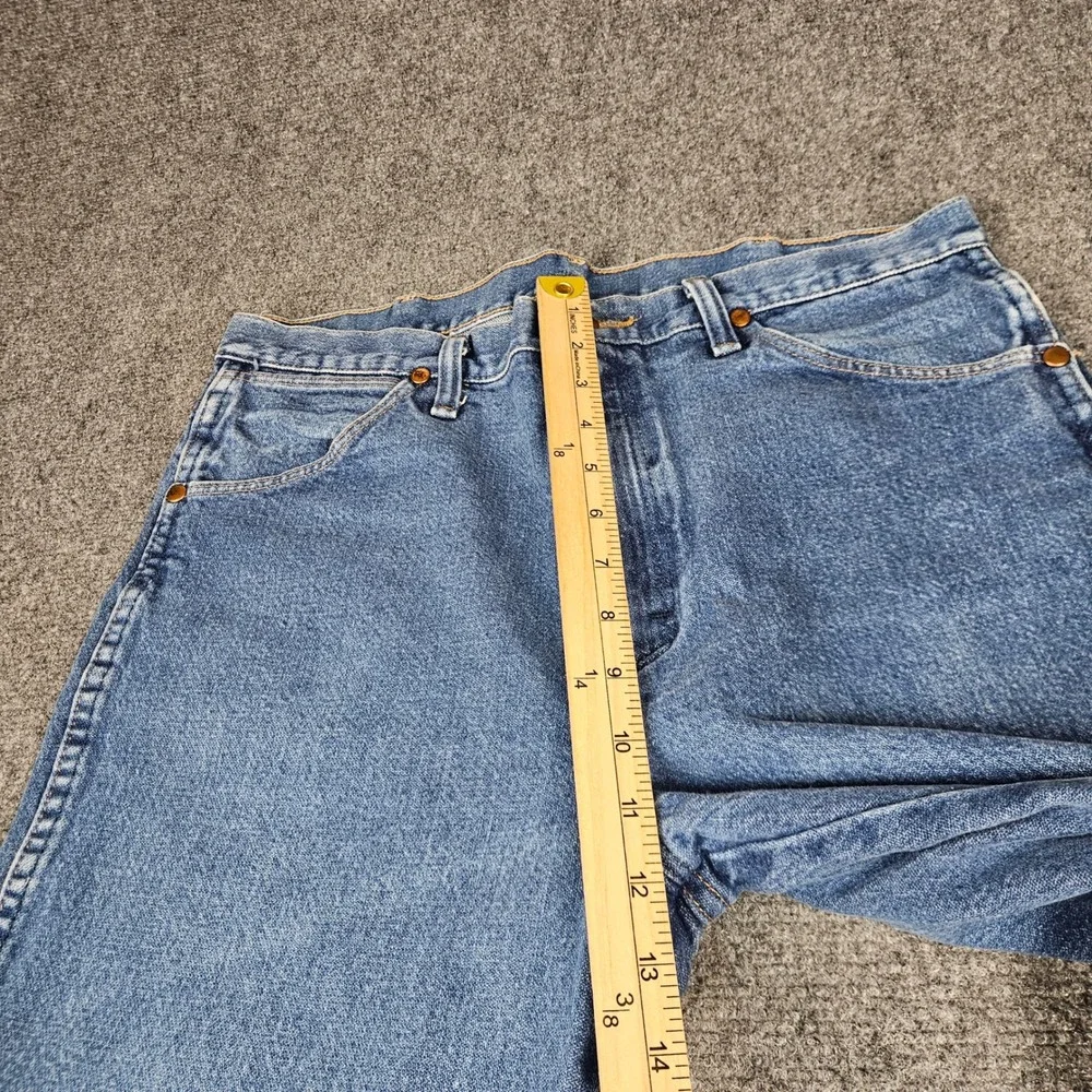 Wrangler 936DEN Cowboy Cut Slim Fit Frayed Hem Jeans Blue Denim 35x27